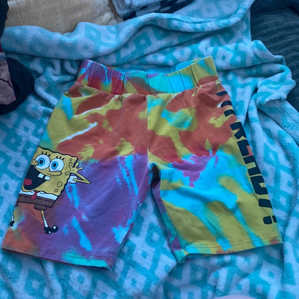 Rainbow Tie-dye SpongeBob Biker Shorts
